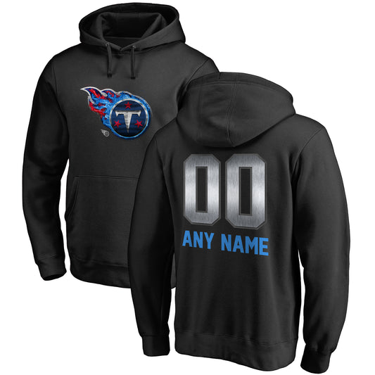 Men's NFL Pro Line Black Tennessee Titans Personalized Midnight Mascot Pullover Hoodie