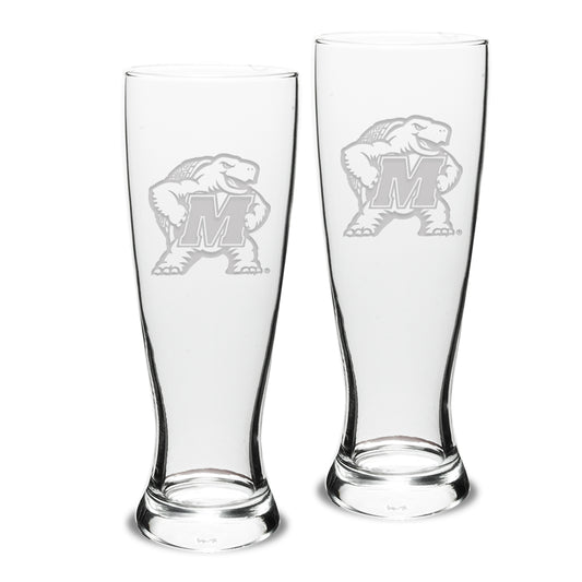 Maryland Terrapins Set of 2 Stylish University Pilsner Glasses