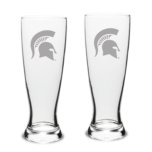 Michigan State Spartans Set of 2 Stylish University Pilsner Glasses