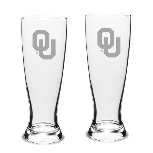 Oklahoma Sooners Set of 2 Stylish University Pilsner Glasses