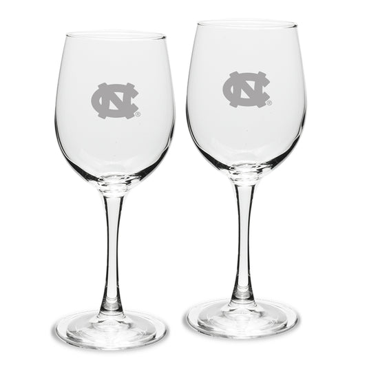 North Carolina Tar Heels Set of 2 Traditional White Wine Table Glasses