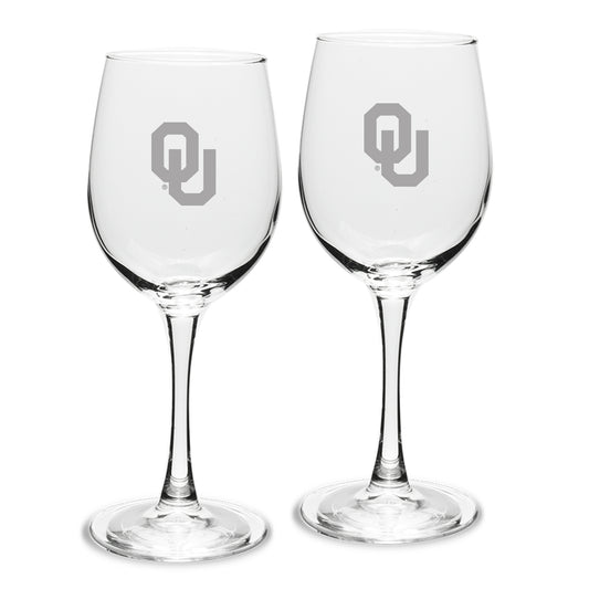 Oklahoma Sooners Set of 2 Traditional White Wine Table Glasses