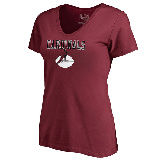 Women's NFL Pro Line Cardinal Arizona Cardinals Vintage Team Lockup V-Neck T-Shirt