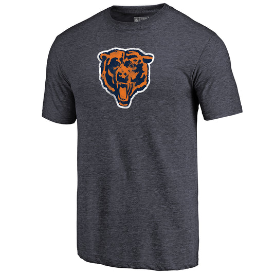 Men's Navy Chicago Bears Throwback Logo Tri-Blend T-Shirt