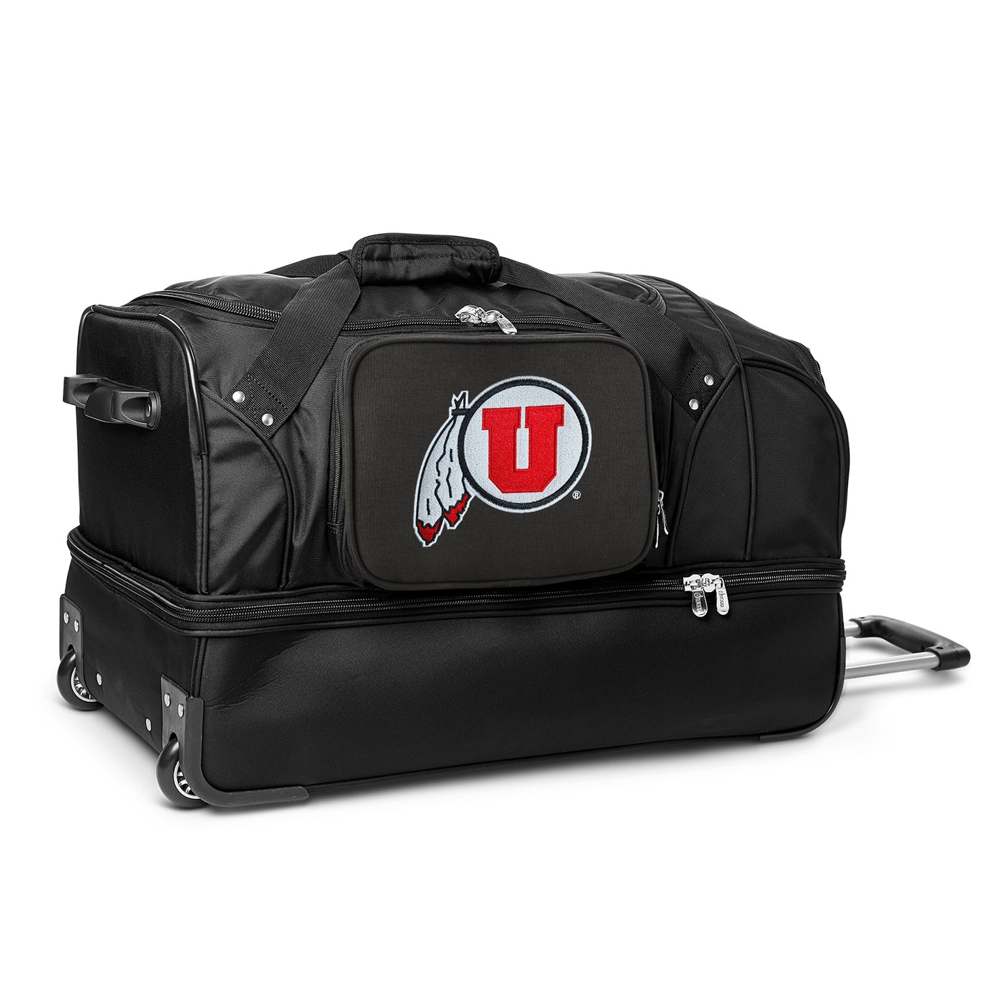 MOJO Utah Utes Black 27'' 2-Wheel Drop Bottom Rolling Duffel Bag