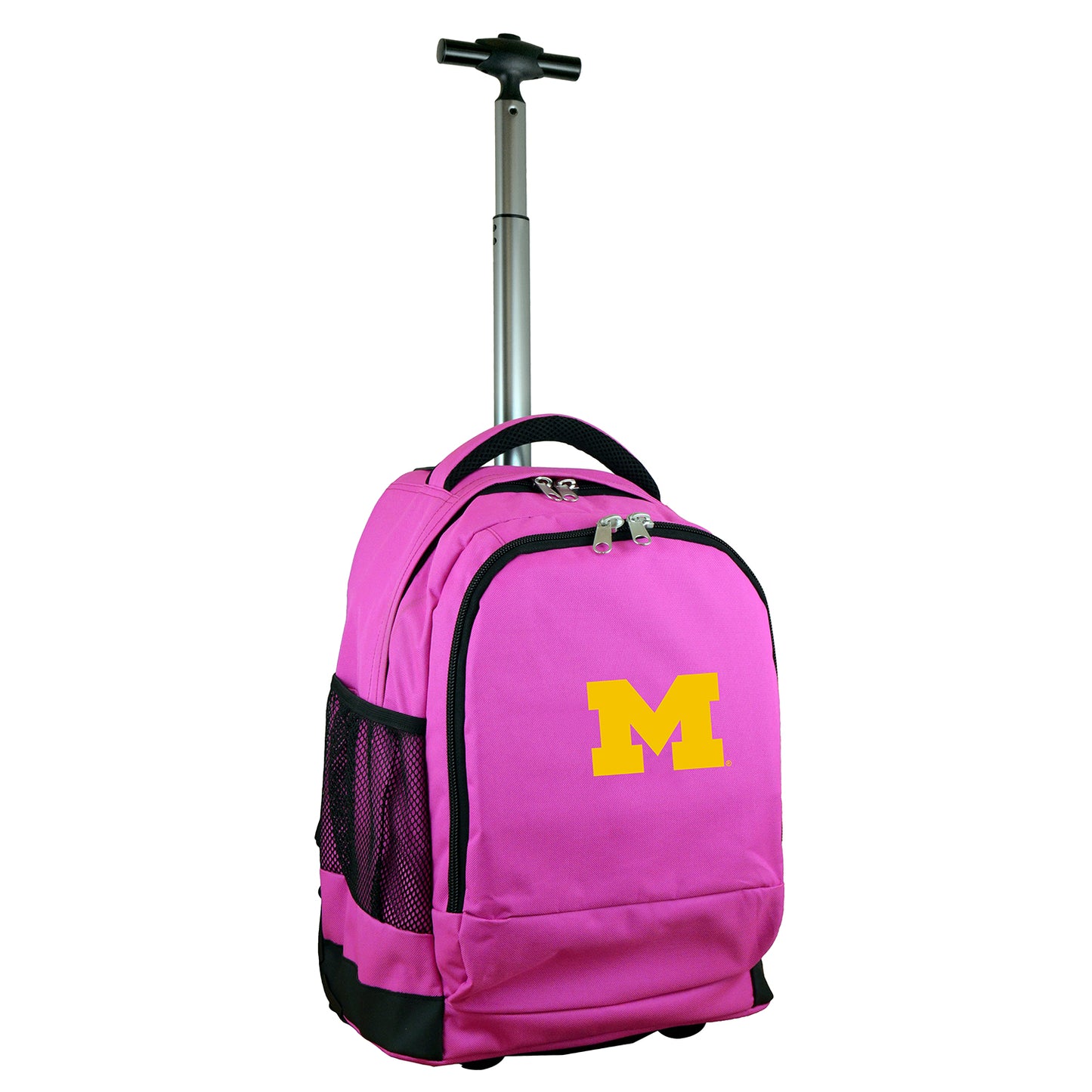 MOJO Pink Michigan Wolverines 19'' Premium Wheeled Backpack