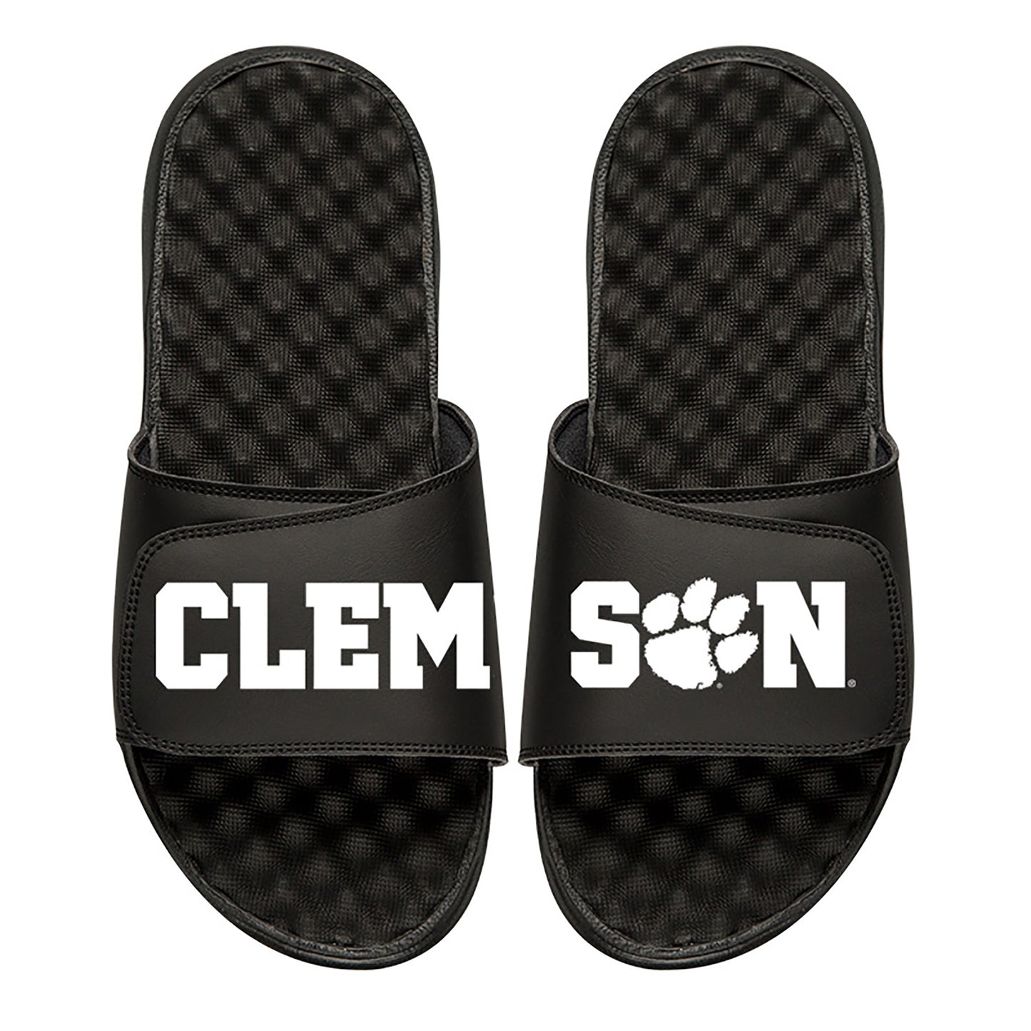 Men's ISlide Black Clemson Tigers Text Split Slide Sandals