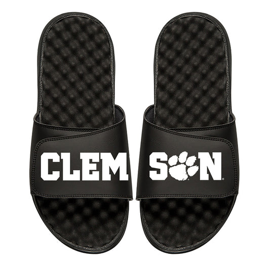 Men's ISlide Black Clemson Tigers Text Split Slide Sandals