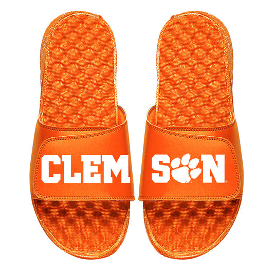 Men's ISlide Orange Clemson Tigers Text Split Slide Sandals