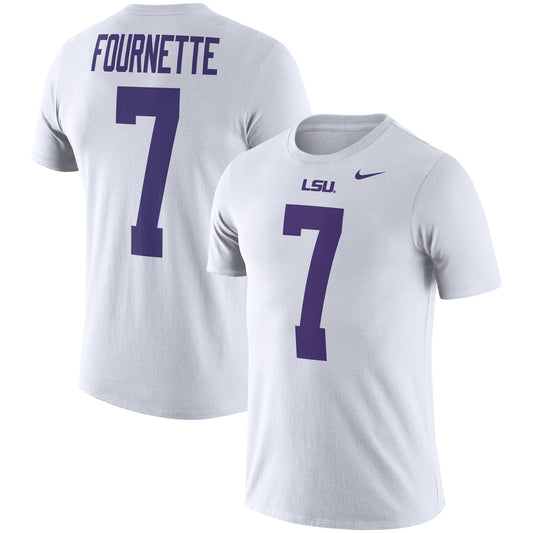 Men's Nike Leonard Fournette White LSU Tigers Football Name & Number Performance T-Shirt