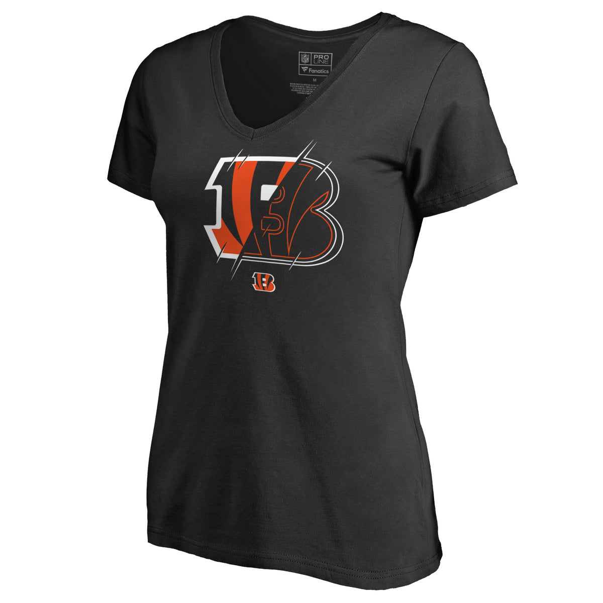 Women's NFL Pro Line Black Cincinnati Bengals X-Ray Slim Fit V-Neck T-Shirt
