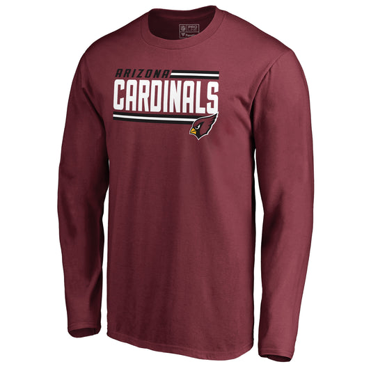 Men's NFL Pro Line Cardinal Arizona Cardinals Iconic Collection On Side Stripe Long Sleeve T-Shirt