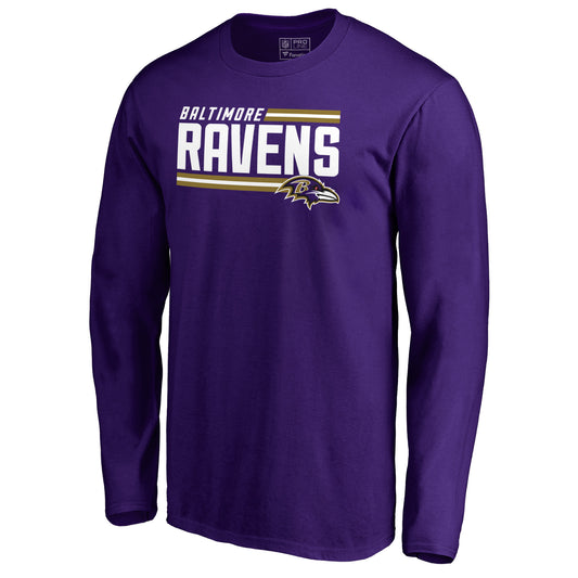 Men's NFL Pro Line Purple Baltimore Ravens Iconic Collection On Side Stripe Long Sleeve T-Shirt