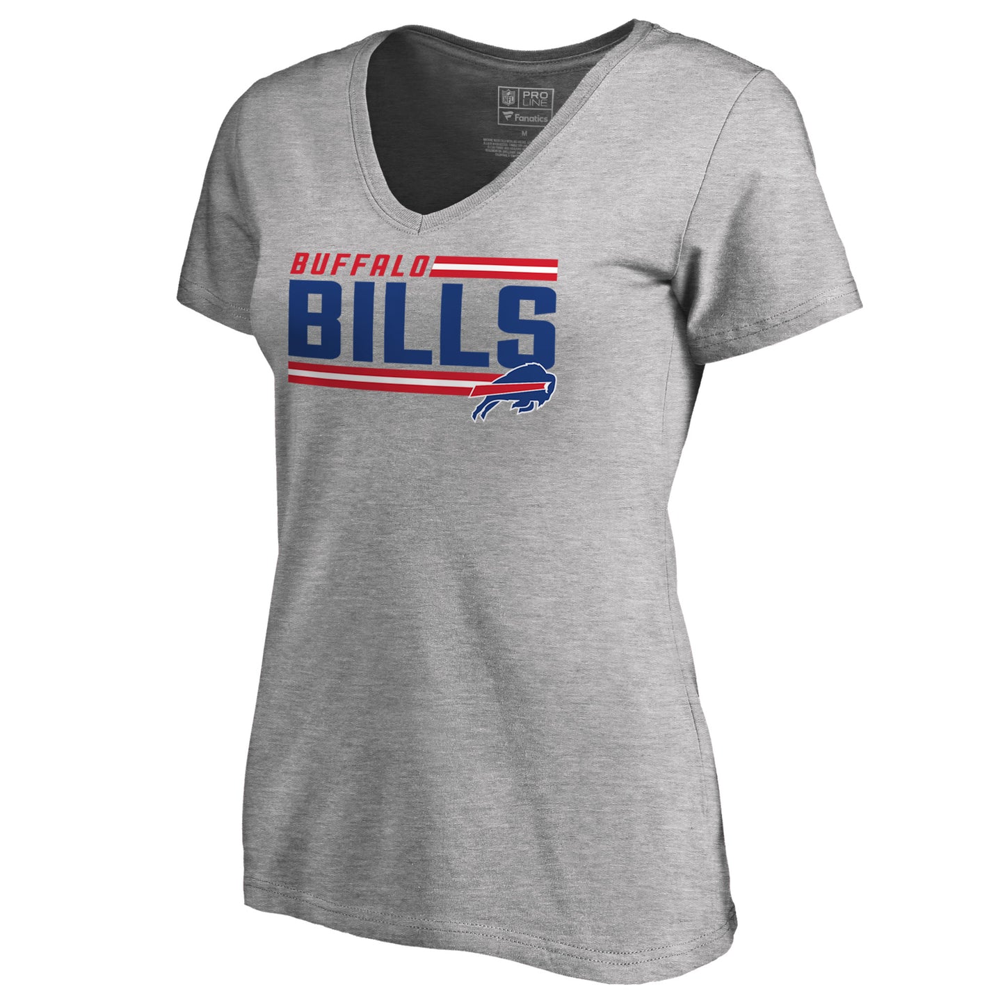 Women's NFL Pro Line Ash Buffalo Bills Iconic Collection On Side Stripe V-Neck T-Shirt