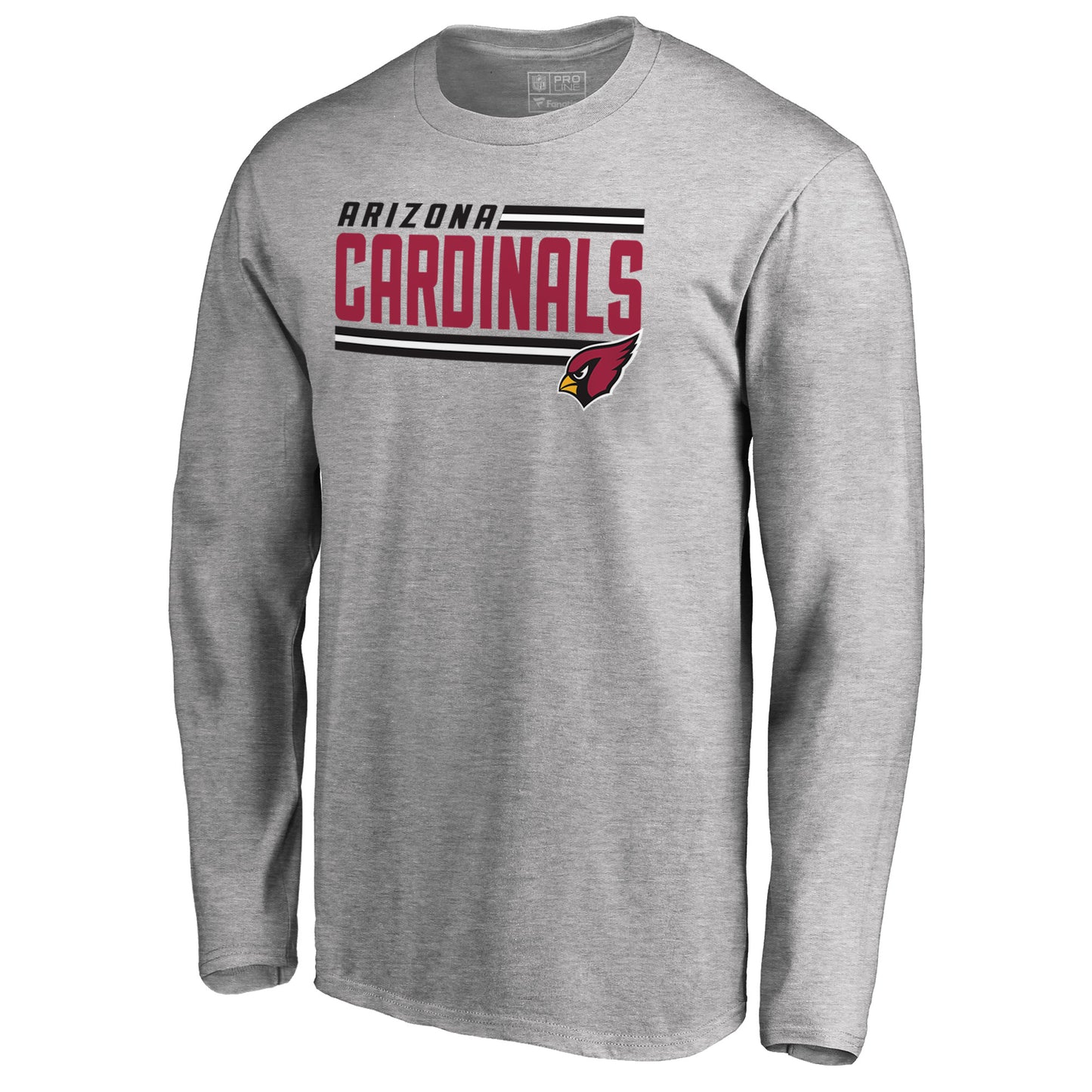 Men's NFL Pro Line Ash Arizona Cardinals Iconic Collection On Side Stripe Long Sleeve T-Shirt