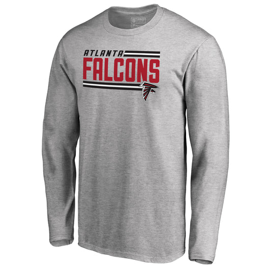 Men's NFL Pro Line Ash Atlanta Falcons Iconic Collection On Side Stripe Long Sleeve T-Shirt