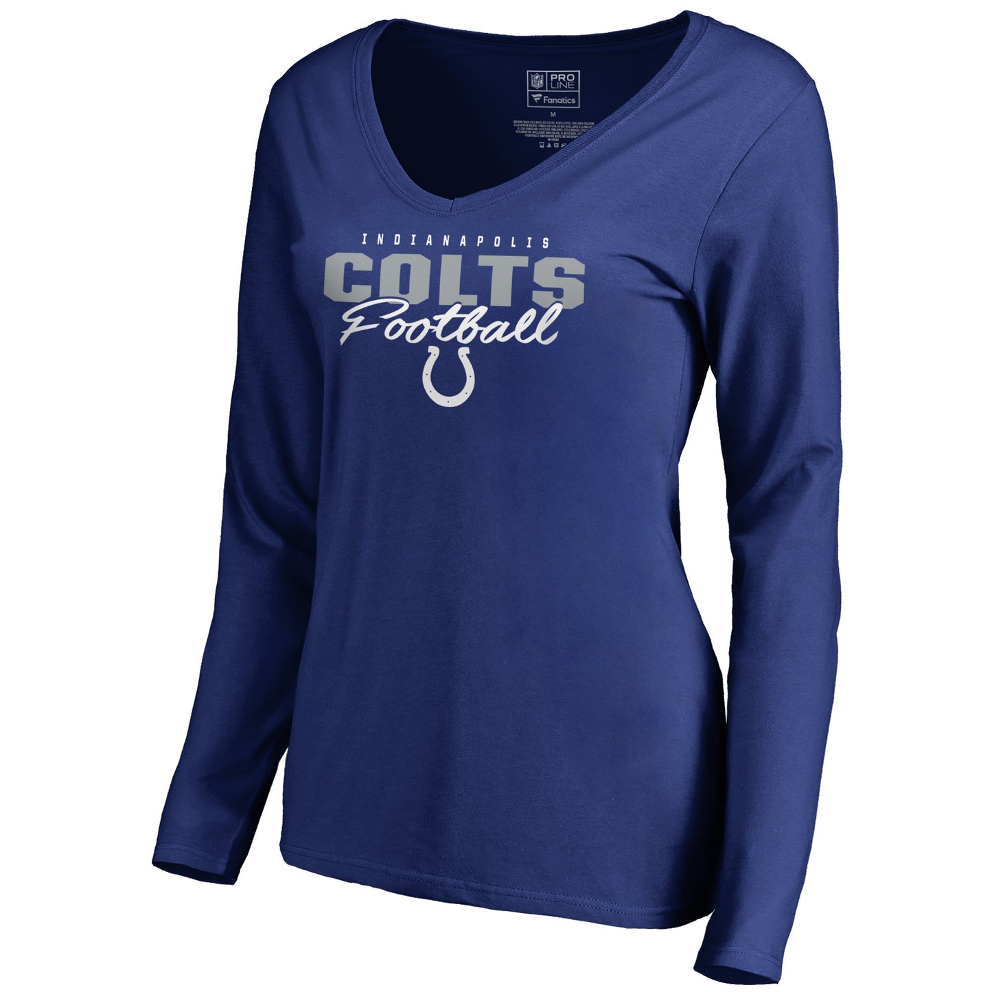 Women's NFL Pro Line Royal Indianapolis Colts Iconic Collection Script Assist Long Sleeve V-Neck T-Shirt