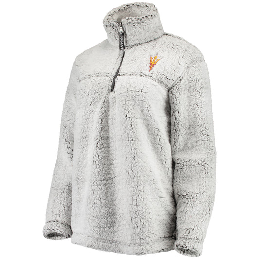 Women's Gray Arizona State Sun Devils Sherpa Super-Soft Quarter-Zip Pullover Jacket