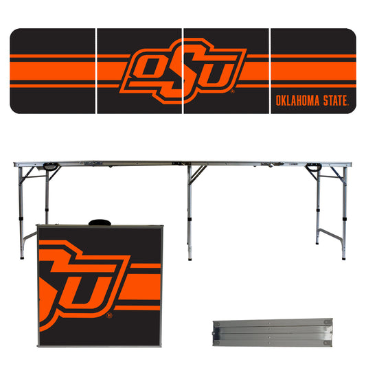 Oklahoma State Cowboys Striped Design 8' Portable Folding Tailgate Table