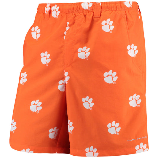 Men's Columbia PFG Orange Clemson Tigers Backcast II 8" Omni-Shade Hybrid Shorts