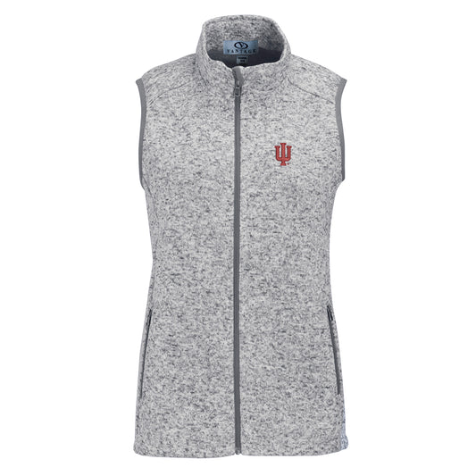 Women's Heather Gray Indiana Hoosiers Summit Fleece Full Zip Sweater Vest