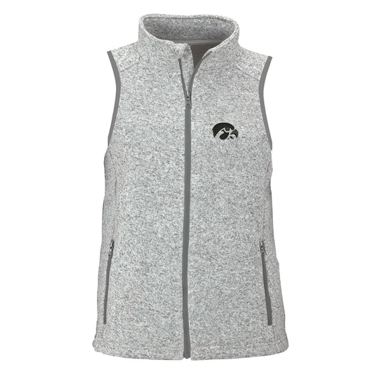 Women's Heather Gray Iowa Hawkeyes Summit Fleece Full Zip Sweater Vest