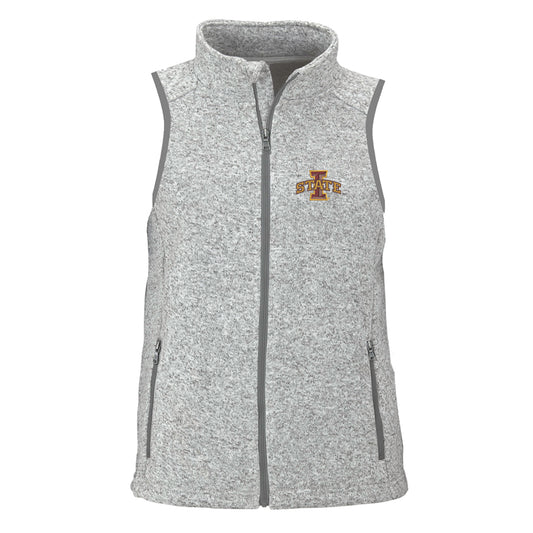 Women's Heather Gray Iowa State Cyclones Summit Fleece Full Zip Sweater Vest