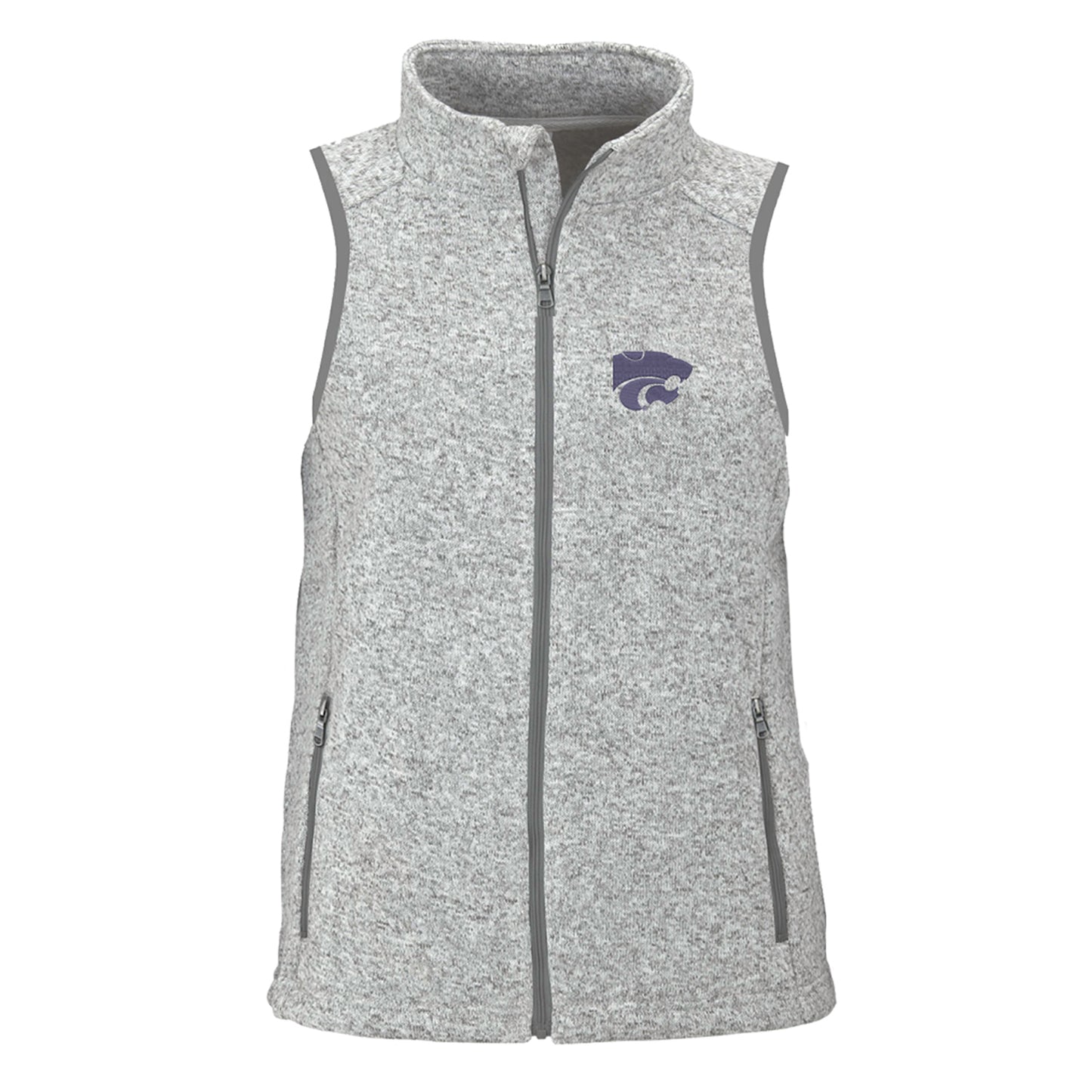 Women's Heather Gray Kansas State Wildcats Summit Fleece Full Zip Sweater Vest