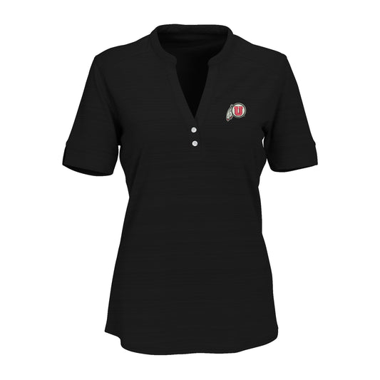 Women's Black Utah Utes Strata Textured Henley Shirt