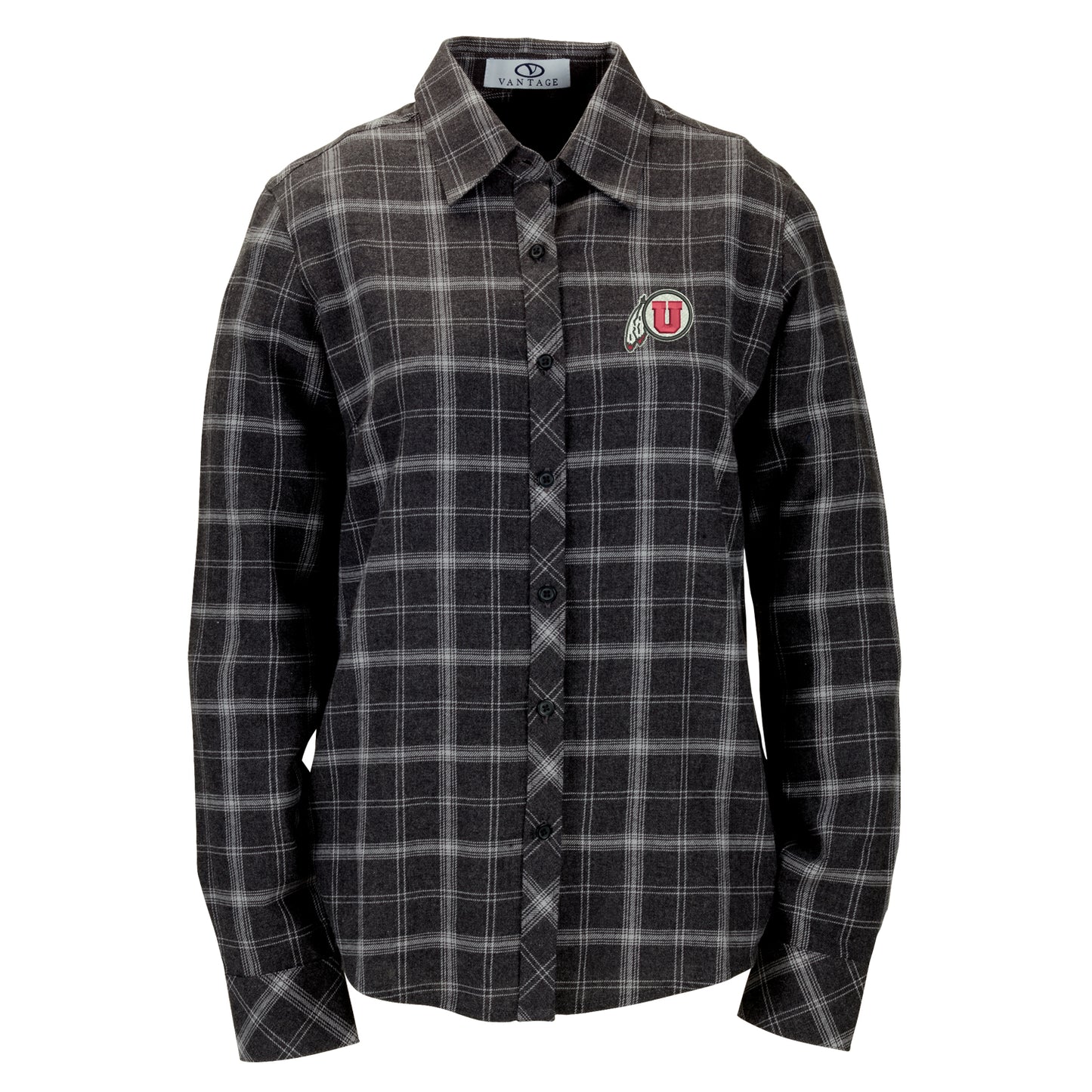 Women's Charcoal Utah Utes Brewer Flannel Button-Down Long Sleeve Shirt