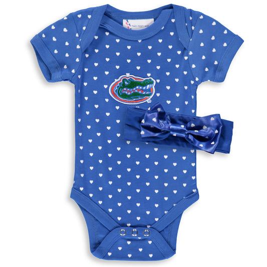 Girls Newborn & Infant Royal Florida Gators Hearts Bodysuit and Headband Set