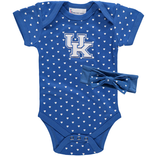 Girls Newborn & Infant Royal Kentucky Wildcats Hearts Bodysuit and Headband Set