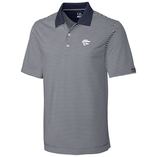 Men's Cutter & Buck Gray/White Kansas State Wildcats Big & Tall Trevor Stripe DryTec Polo