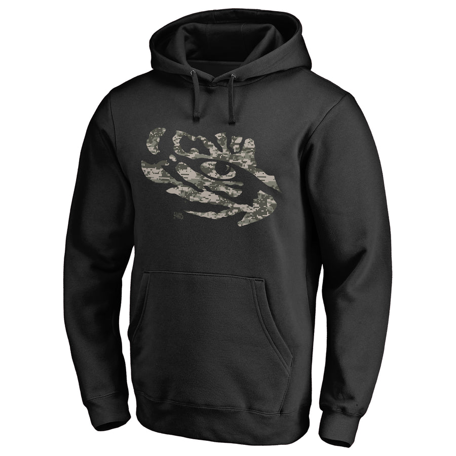 Men's Black LSU Tigers Camo Cloak Pullover Hoodie