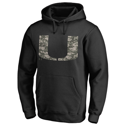 Men's Black Miami Hurricanes Camo Cloak Pullover Hoodie