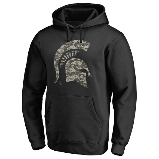 Men's Black Michigan State Spartans Camo Cloak Pullover Hoodie