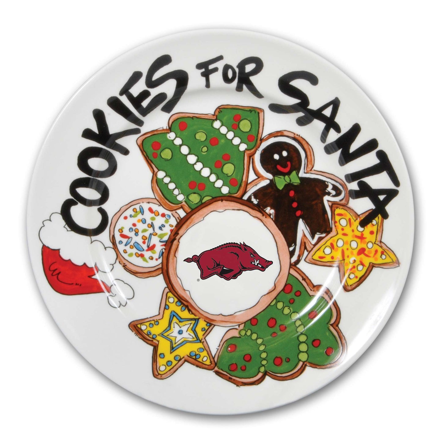 Arkansas Razorbacks Cookies For Santa Plate