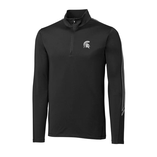 Men's Cutter & Buck Black Michigan State Spartans DryTec Pennant Sport Half-Zip Pullover Jacket