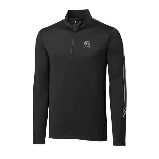 Men's Cutter & Buck Black South Carolina Gamecocks DryTec Pennant Sport Half-Zip Pullover Jacket