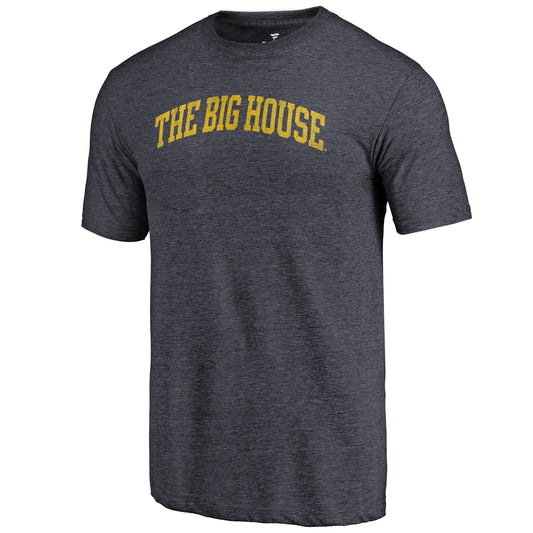 Men's Heathered Navy Michigan Wolverines Arched Battle Cry Tri-Blend T-Shirt