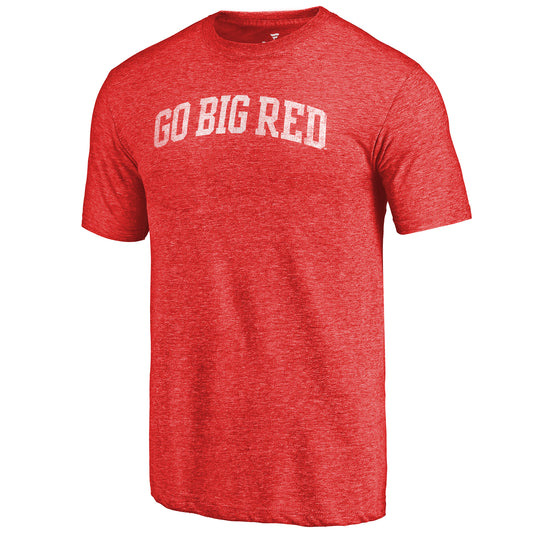 Men's Heathered Scarlet Nebraska Huskers Arched Battle Cry Tri-Blend T-Shirt