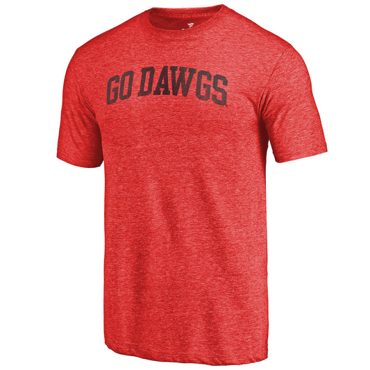 Men's Heathered Red Georgia Bulldogs Arched Team Battle Cry Tri-Blend T-Shirt