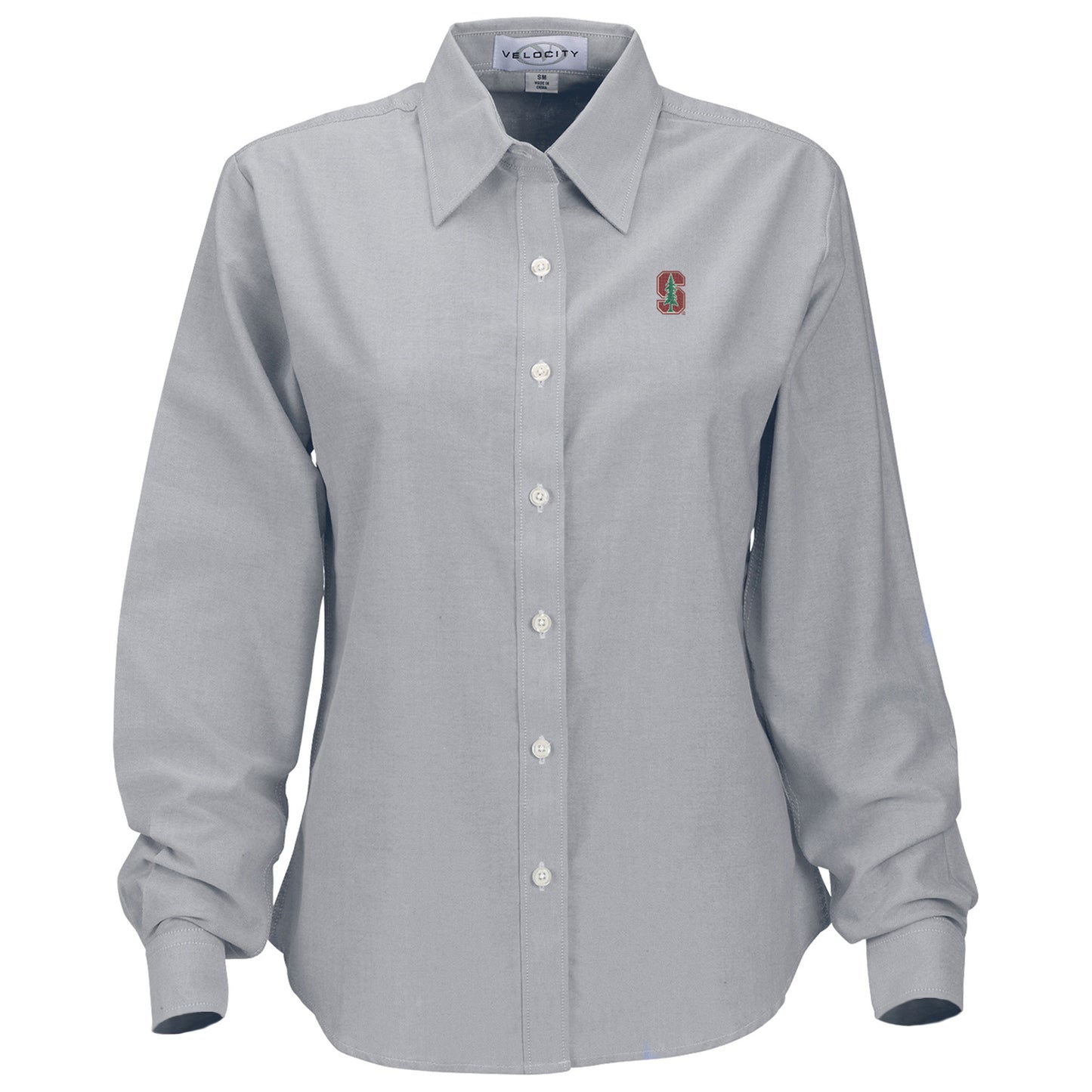 Women's Gray Stanford Cardinal Velocity Oxford Plus Size Button-Up Long Sleeve Shirt