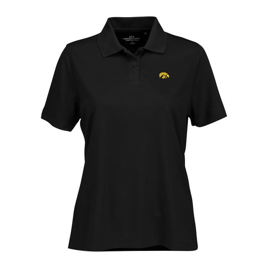 Women's Black Iowa Hawkeyes Vansport Omega Plus Size Tech Polo