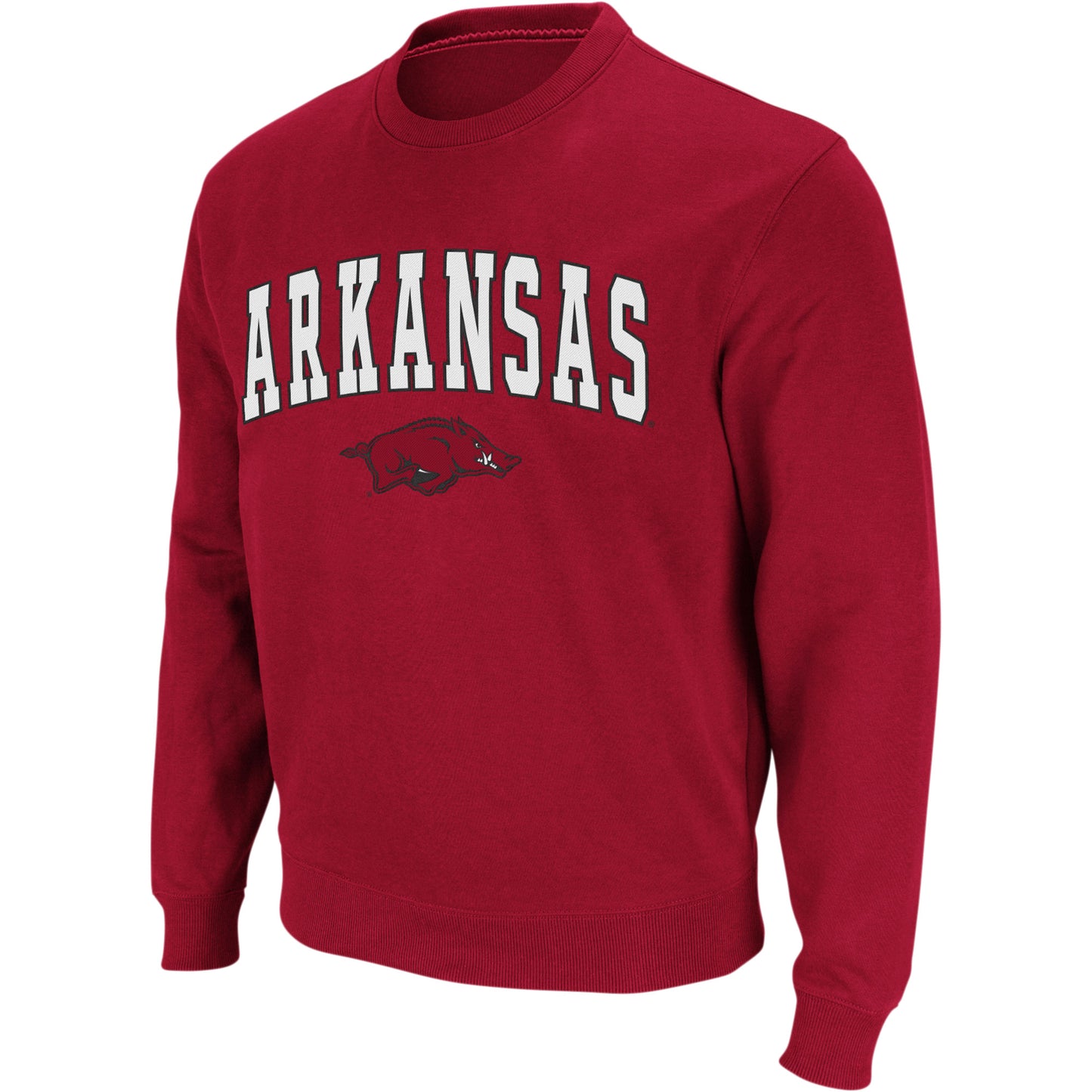 Men's Colosseum Cardinal Arkansas Razorbacks Arch & Logo Crew Neck Sweatshirt