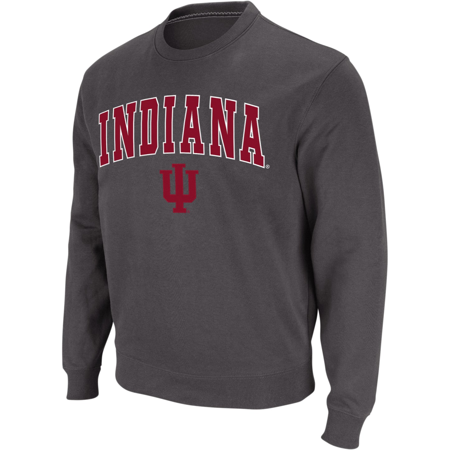 Men's Colosseum Charcoal Indiana Hoosiers Arch & Logo Crew Neck Sweatshirt