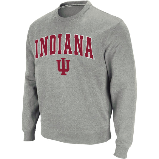 Men's Colosseum Heather Gray Indiana Hoosiers Arch & Logo Crew Neck Sweatshirt