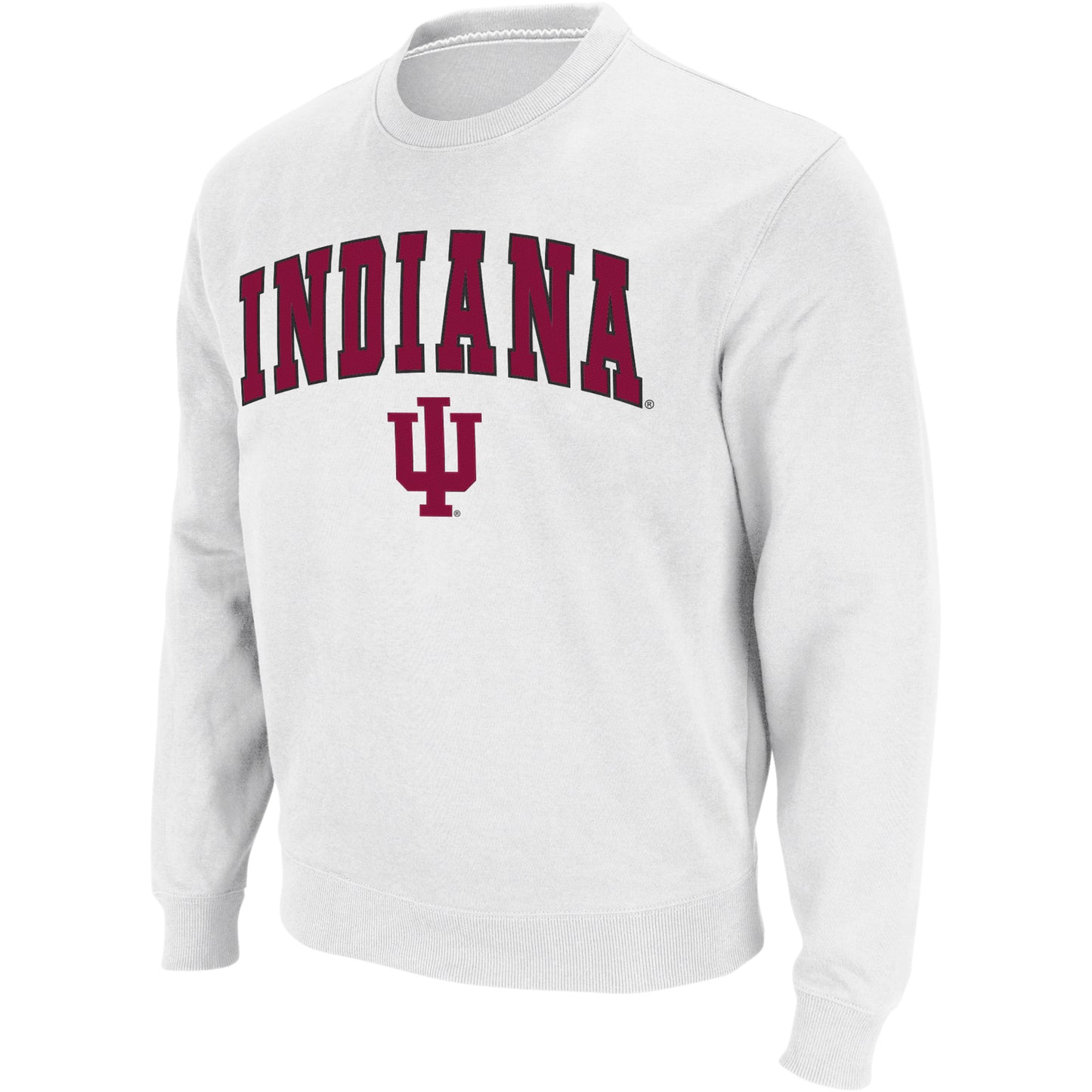 Men's Colosseum White Indiana Hoosiers Arch & Logo Crew Neck Sweatshirt