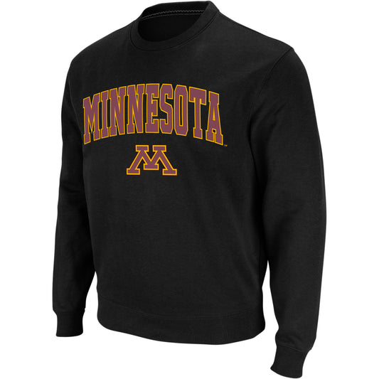 Men's Colosseum Black Minnesota Golden Gophers Arch & Logo Crew Neck Sweatshirt