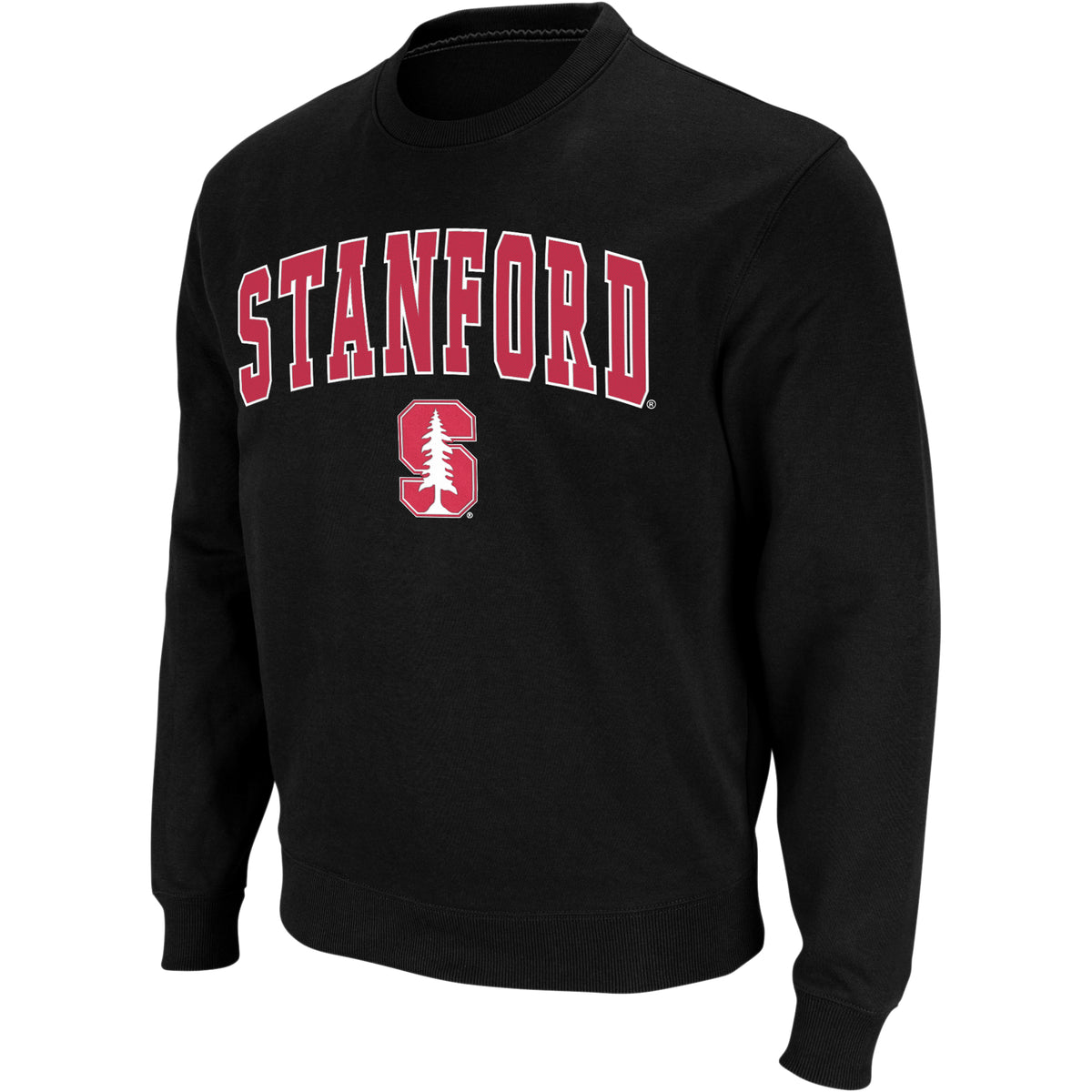 Men's Colosseum Black Stanford Cardinal Arch & Logo Crew Neck Sweatshirt